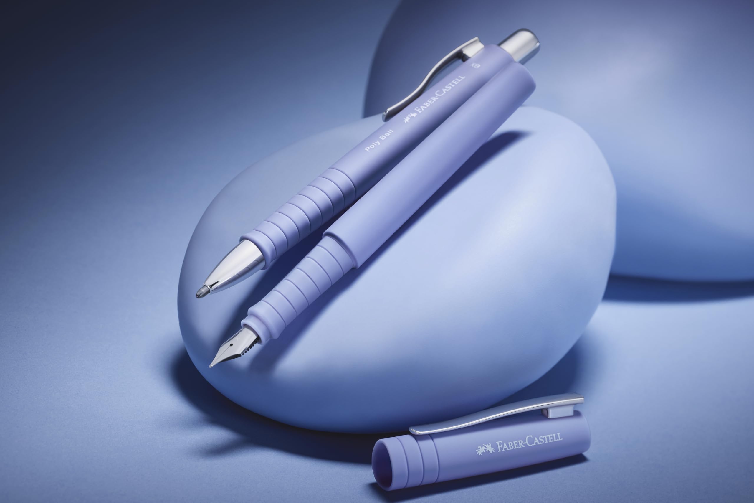 Faber-Castell Poly Pen Fountain and Ballpoint Pen Gift Set – Pale Iris: Fountain Pen Set with Broad Nib & Smooth Ballpoint Pen, Ergonomic Grip, Great for Journaling & Calligraphy (2 Count) - Image 4