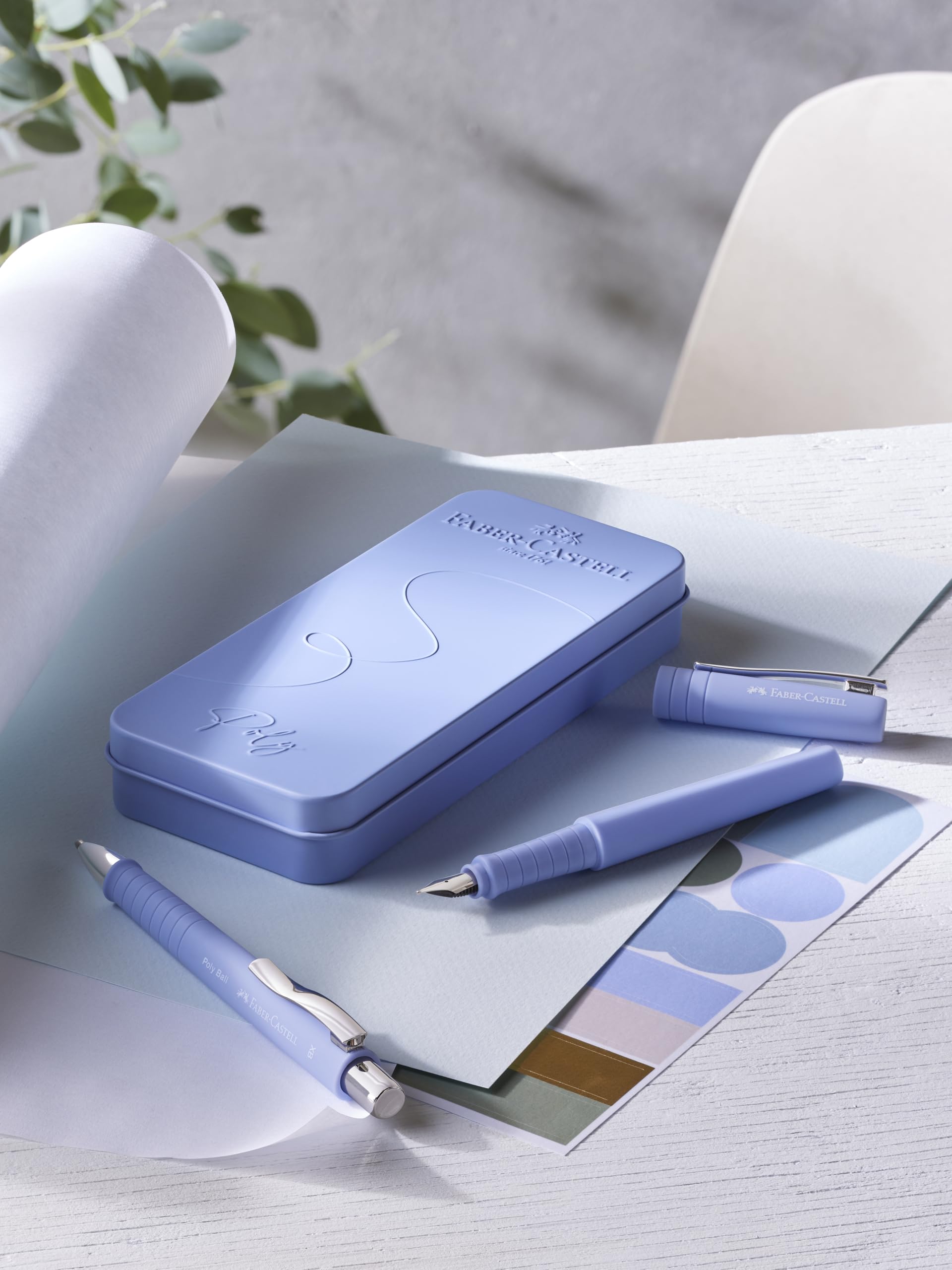 Faber-Castell Poly Pen Fountain and Ballpoint Pen Gift Set – Pale Iris: Fountain Pen Set with Broad Nib & Smooth Ballpoint Pen, Ergonomic Grip, Great for Journaling & Calligraphy (2 Count) - Image 5