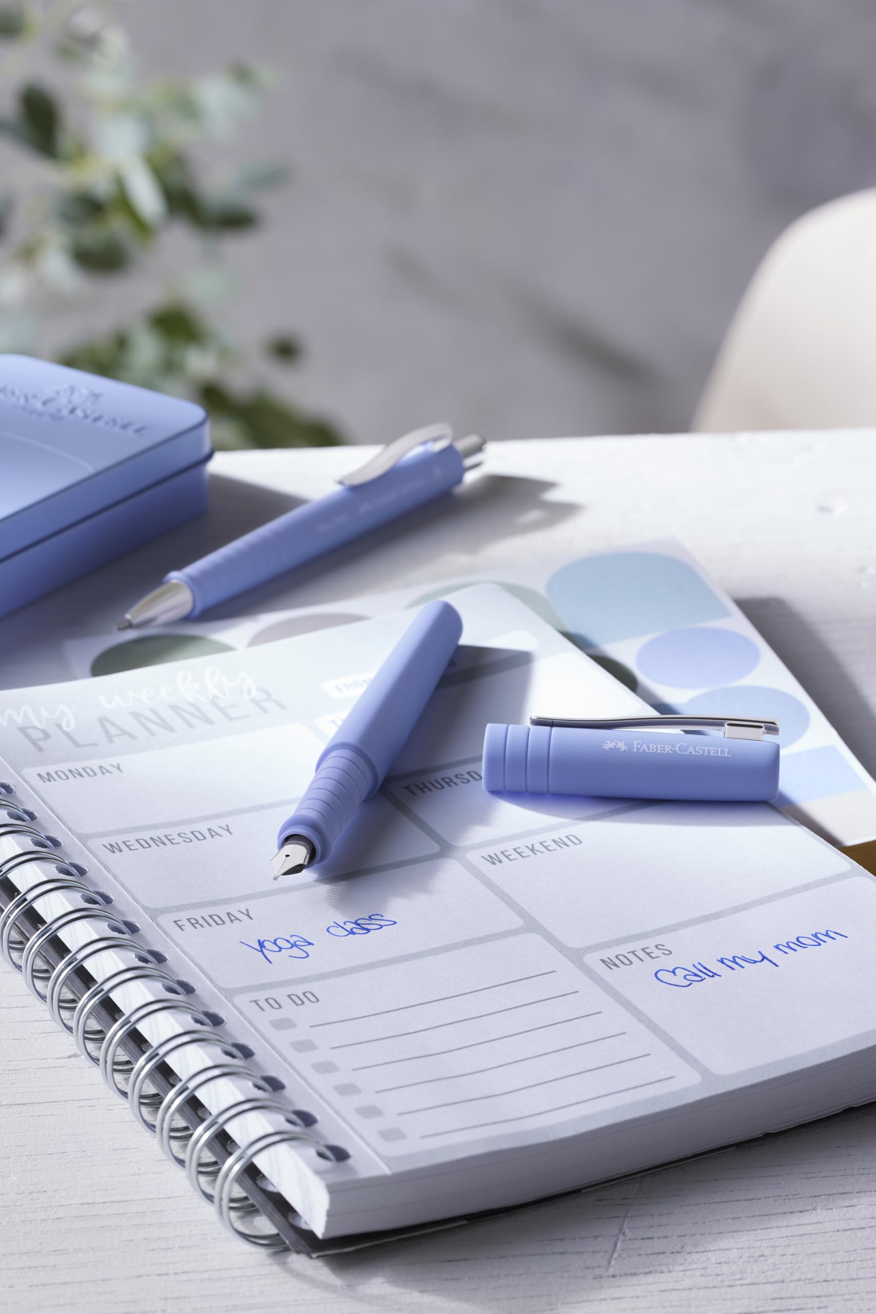 Faber-Castell Poly Pen Fountain and Ballpoint Pen Gift Set – Pale Iris: Fountain Pen Set with Broad Nib & Smooth Ballpoint Pen, Ergonomic Grip, Great for Journaling & Calligraphy (2 Count) - Image 6