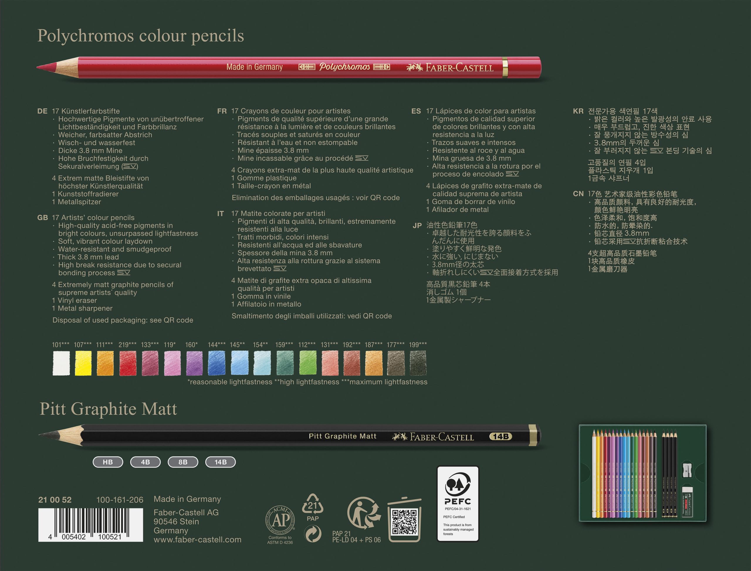 Faber-Castell Polychromos and Pitt Graphite Matte Gift Art Set, 1 Count (Pack of 23), Multicolor 23 - Image 3