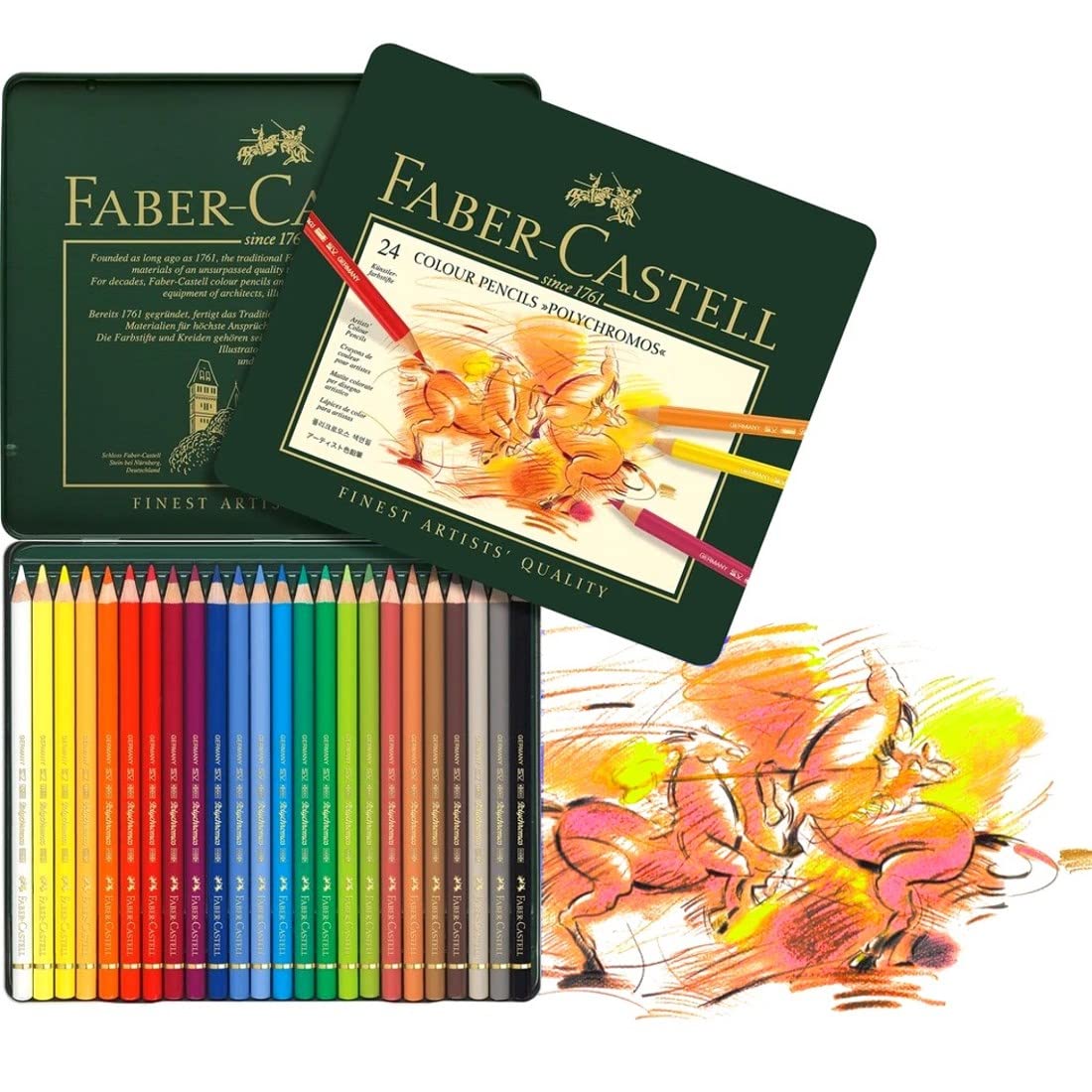 Faber-Castell Polychromos Artists' Color Pencils - Tin of 24 Colors - Premium Quality Artist Pencils - Image 4