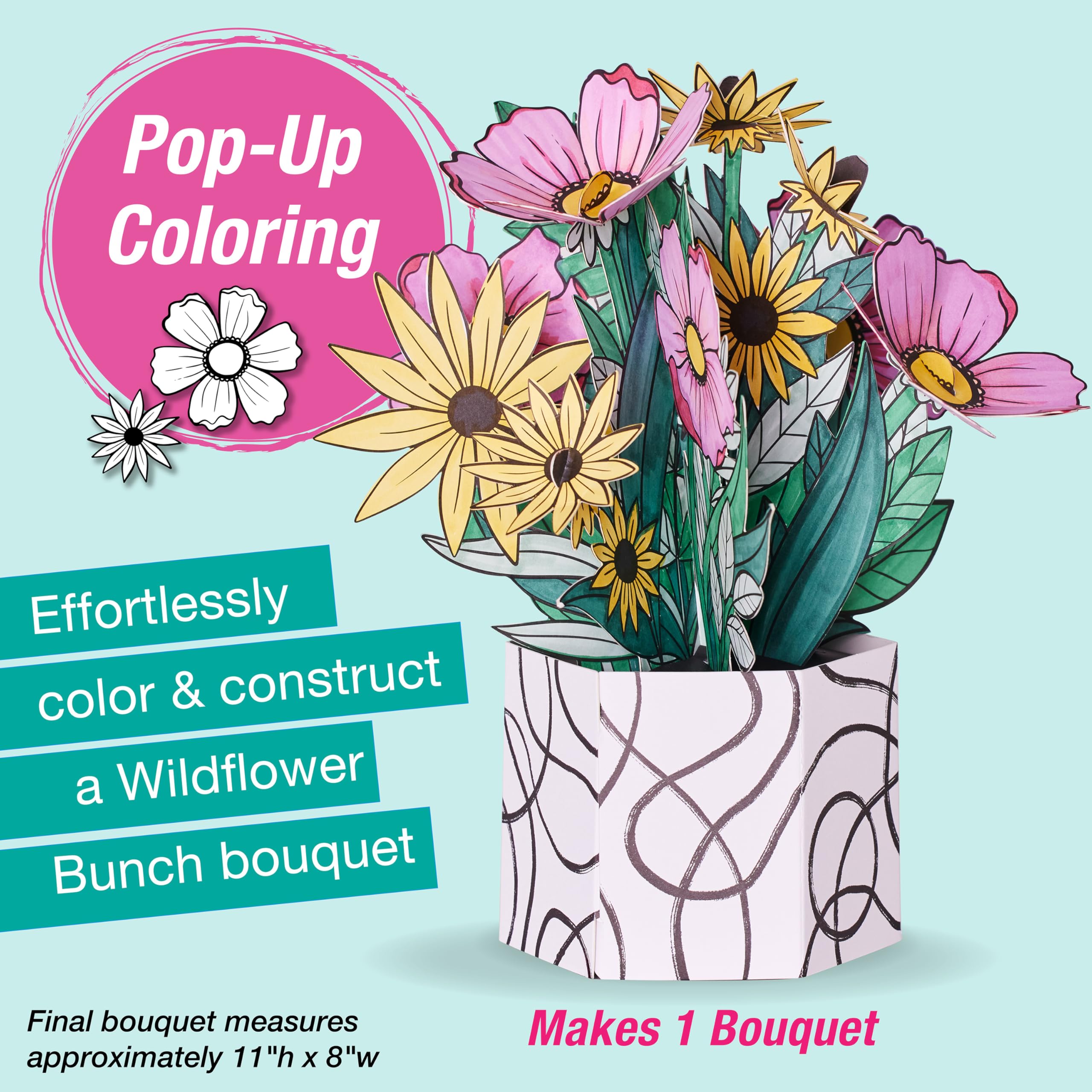 Faber-Castell Pop Up Coloring Bouquet: Wildflower - Crafts for Adults and Relaxation Gifts for Women | Craft Kits for Adults | Unique Gifts and DIY Kits | Gifts for Mom - Image 3