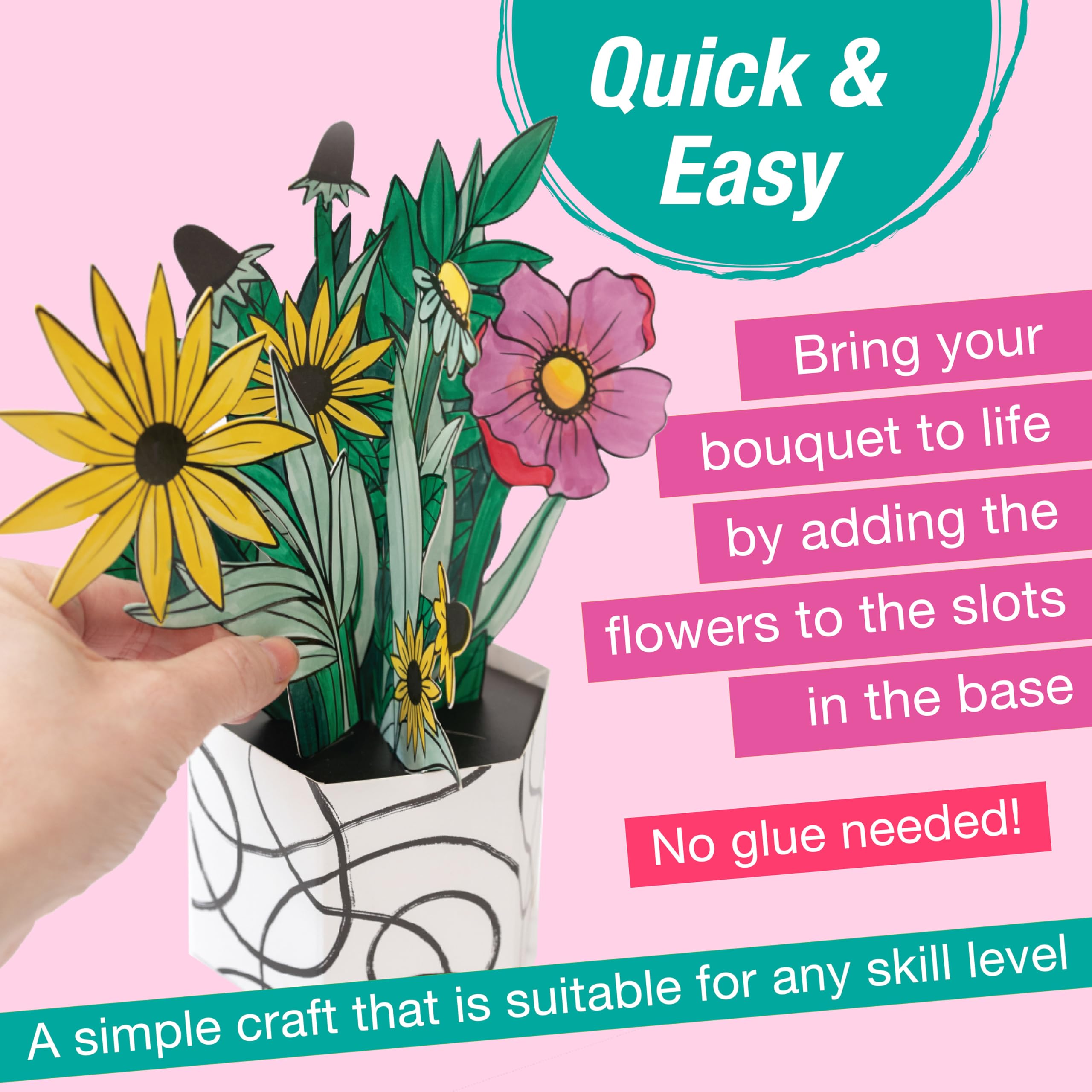 Faber-Castell Pop Up Coloring Bouquet: Wildflower - Crafts for Adults and Relaxation Gifts for Women | Craft Kits for Adults | Unique Gifts and DIY Kits | Gifts for Mom - Image 7