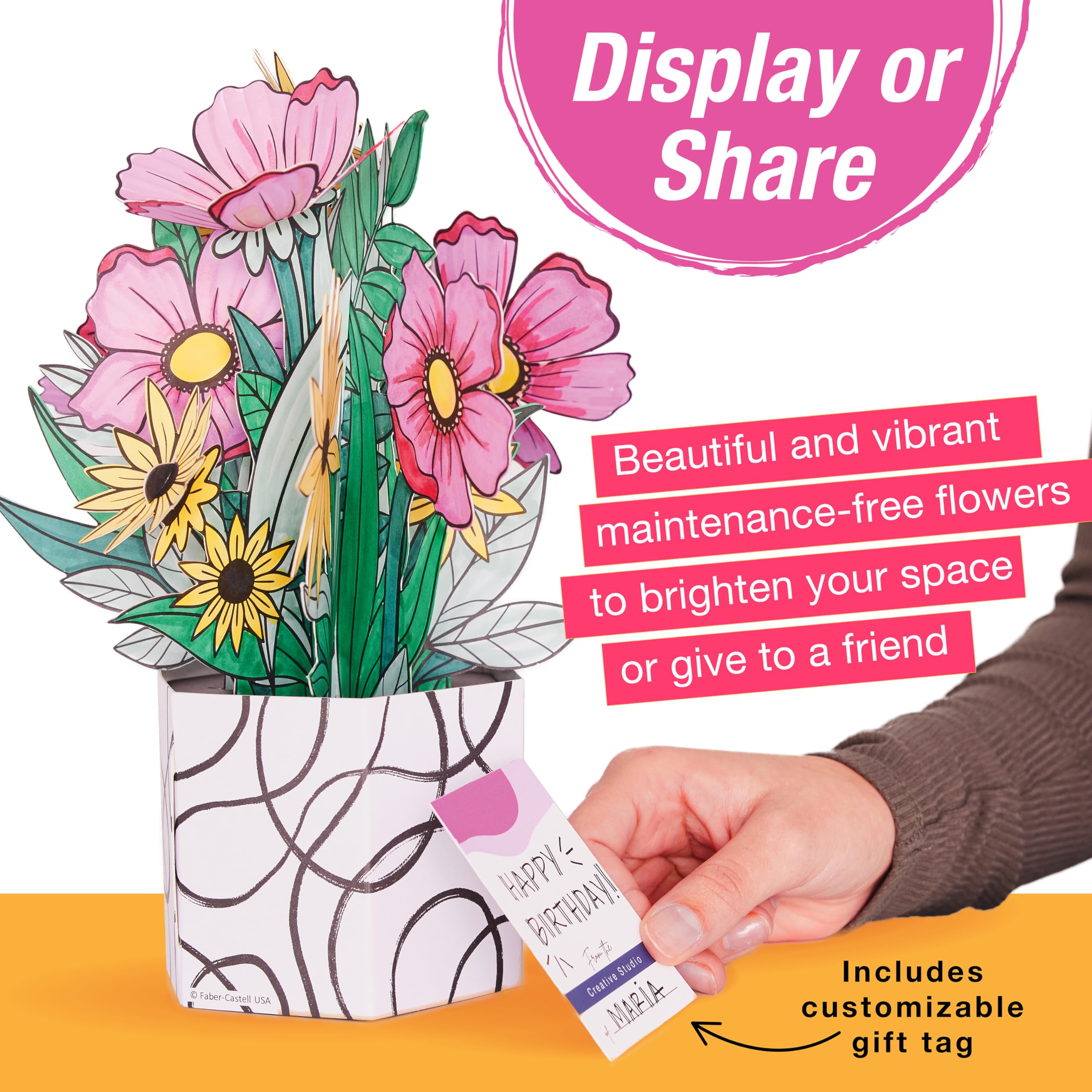 Faber-Castell Pop Up Coloring Bouquet: Wildflower - Crafts for Adults and Relaxation Gifts for Women | Craft Kits for Adults | Unique Gifts and DIY Kits | Gifts for Mom - Image 8