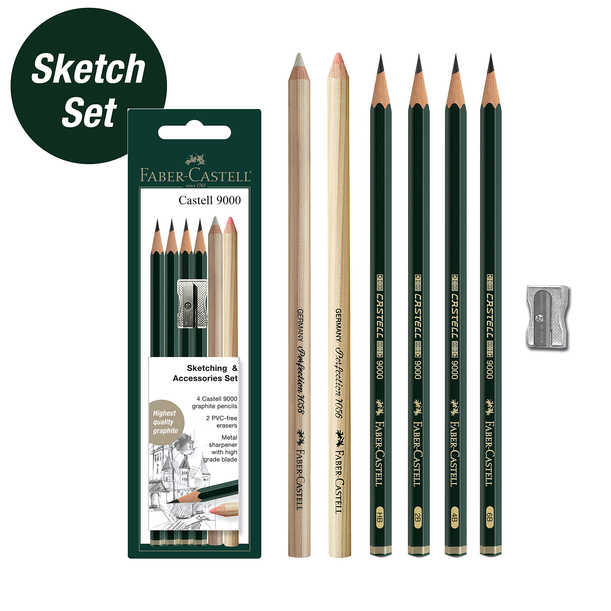Faber-Castell Sketching and Accessories Set - Castell 9000 Graphite Pencils and Eraser Pencils - Art Pencils for Drawing and Shading - Image 7