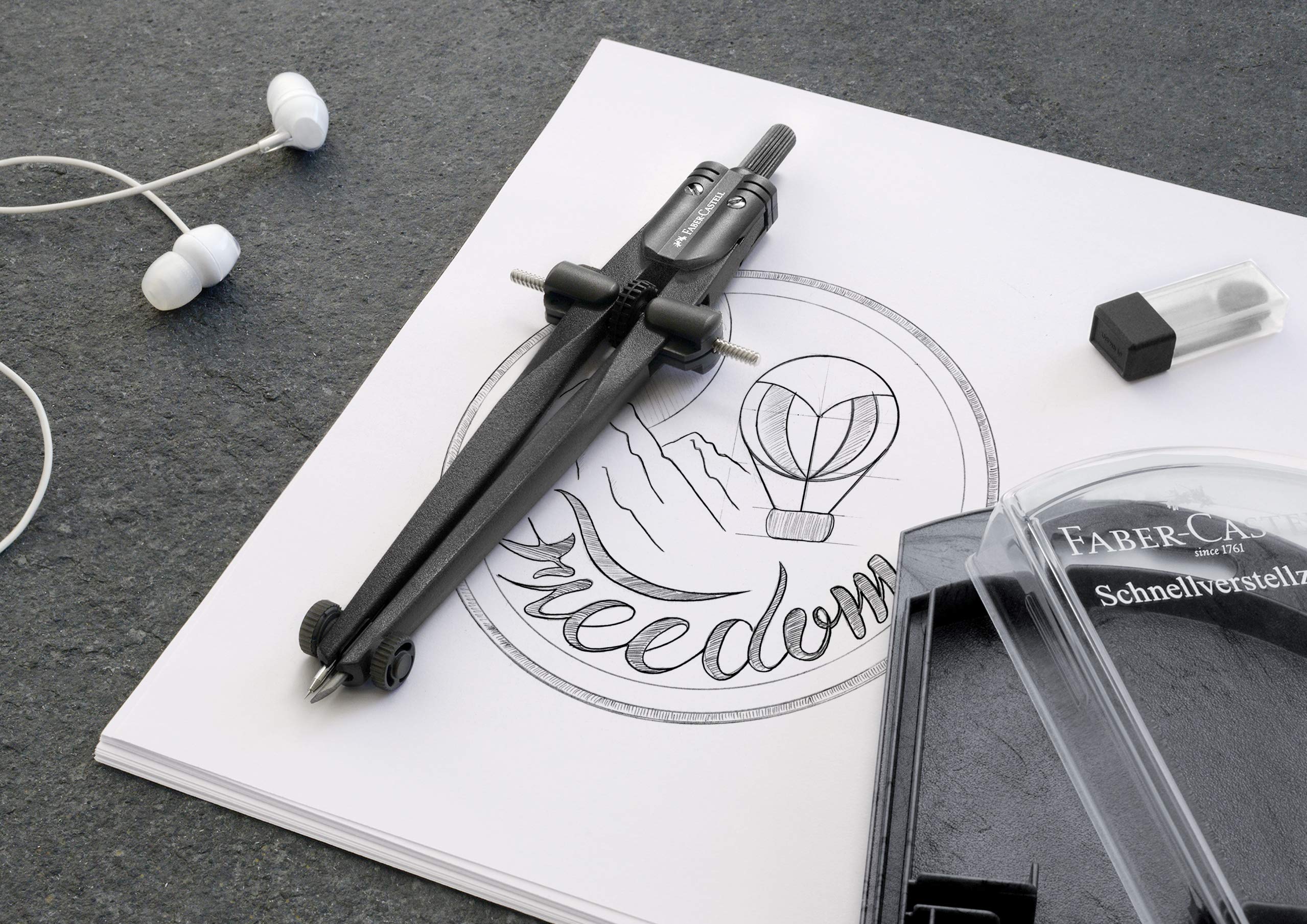 Faber-Castell Stream Quick-Set Compass - Black Stone, 174530 - Image 4