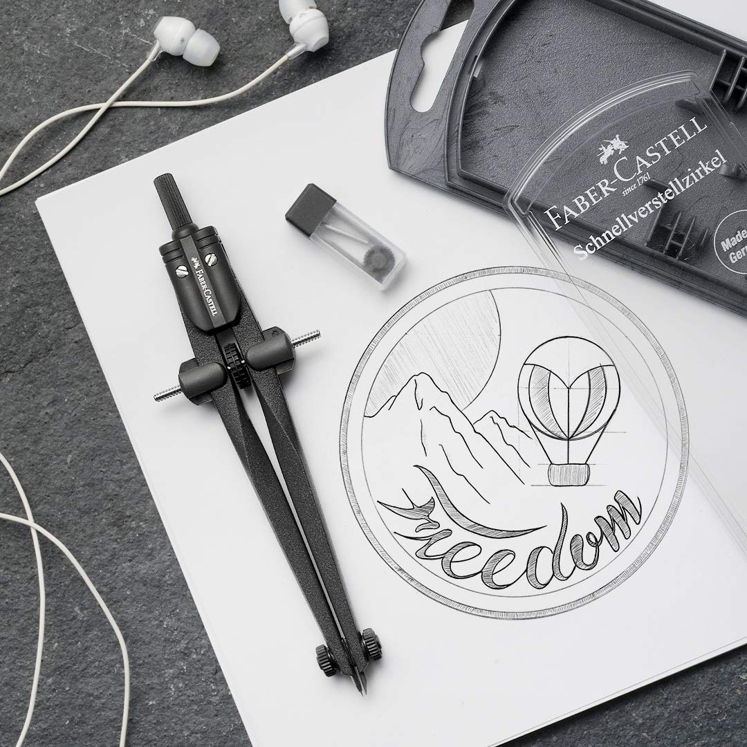 Faber-Castell Stream Quick-Set Compass - Black Stone, 174530 - Image 6