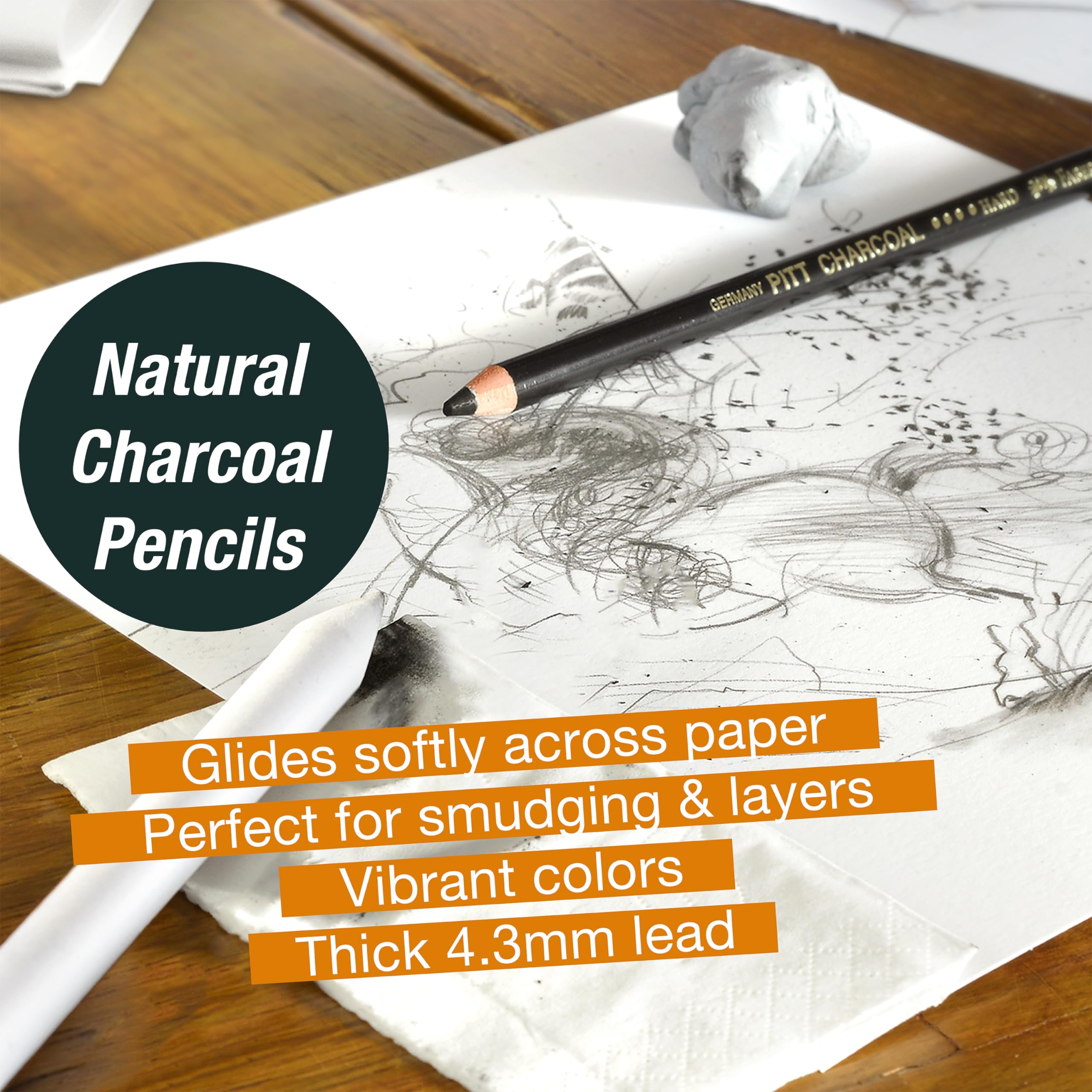 Faber-Castell Try It Box: Dry Mediums - 17 Piece Sketching Drawing Art Set with featuring Colored Pencils, Graphite Pencils, Charcoal Pencils, Pitt Artist Pen and Art Tools - Image 5