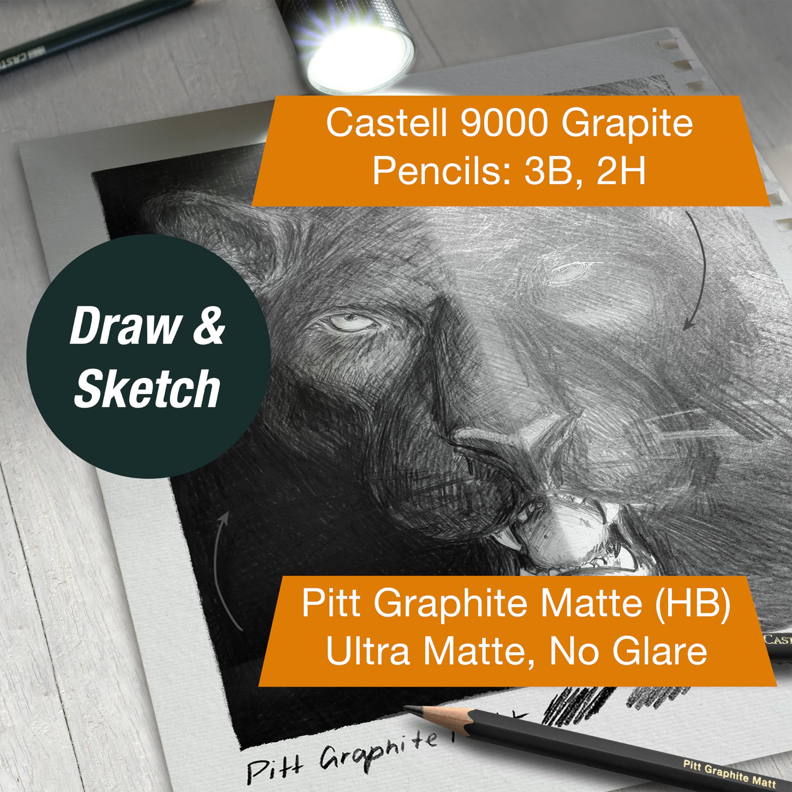 Faber-Castell Try It Box: Dry Mediums - 17 Piece Sketching Drawing Art Set with featuring Colored Pencils, Graphite Pencils, Charcoal Pencils, Pitt Artist Pen and Art Tools - Image 7