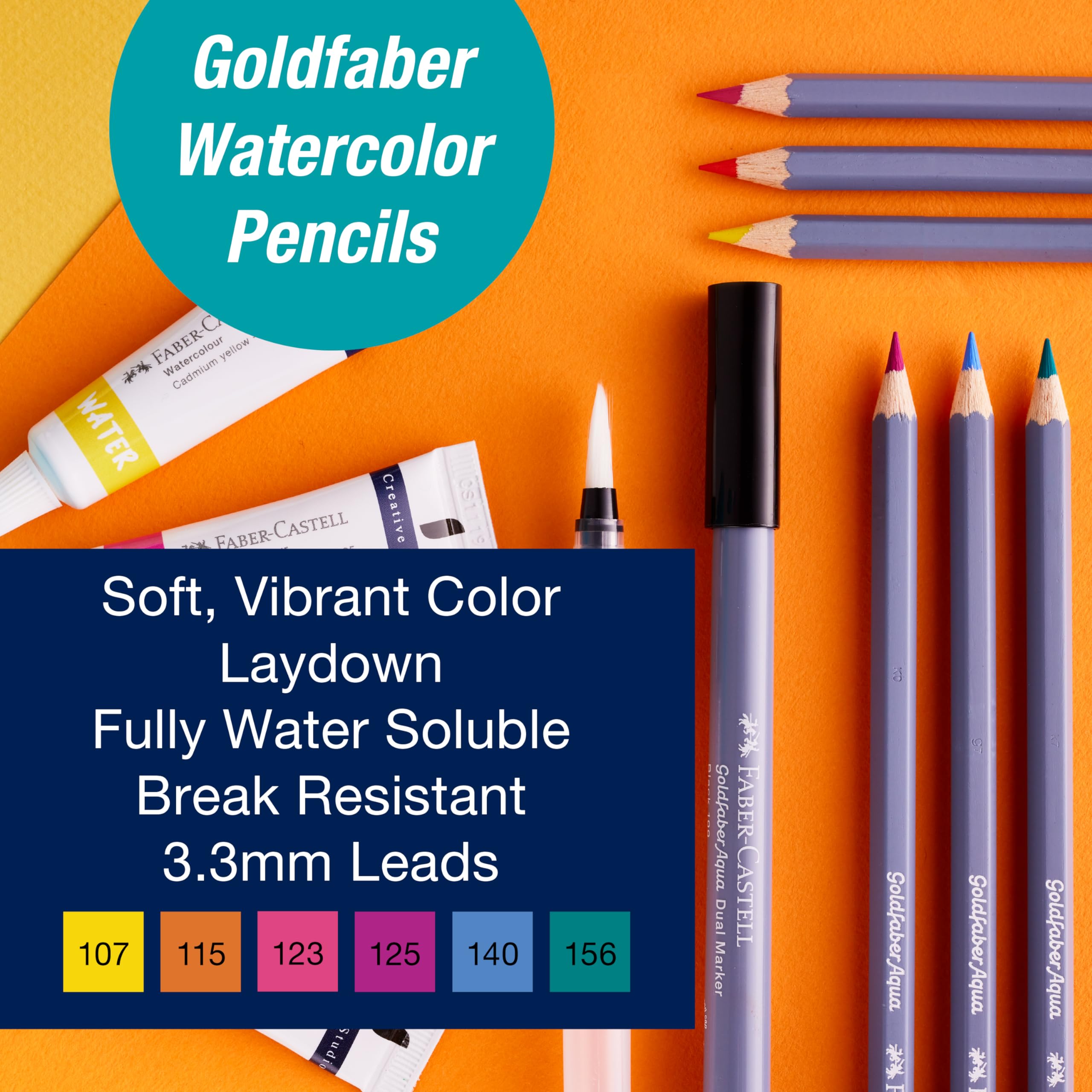 Faber-Castell Try It Box: Wet Mediums, 13 Piece Watercolor Art Set including Watercolor Pencils & Paint, Water Brush Pen and Paint Water Cup - Image 5