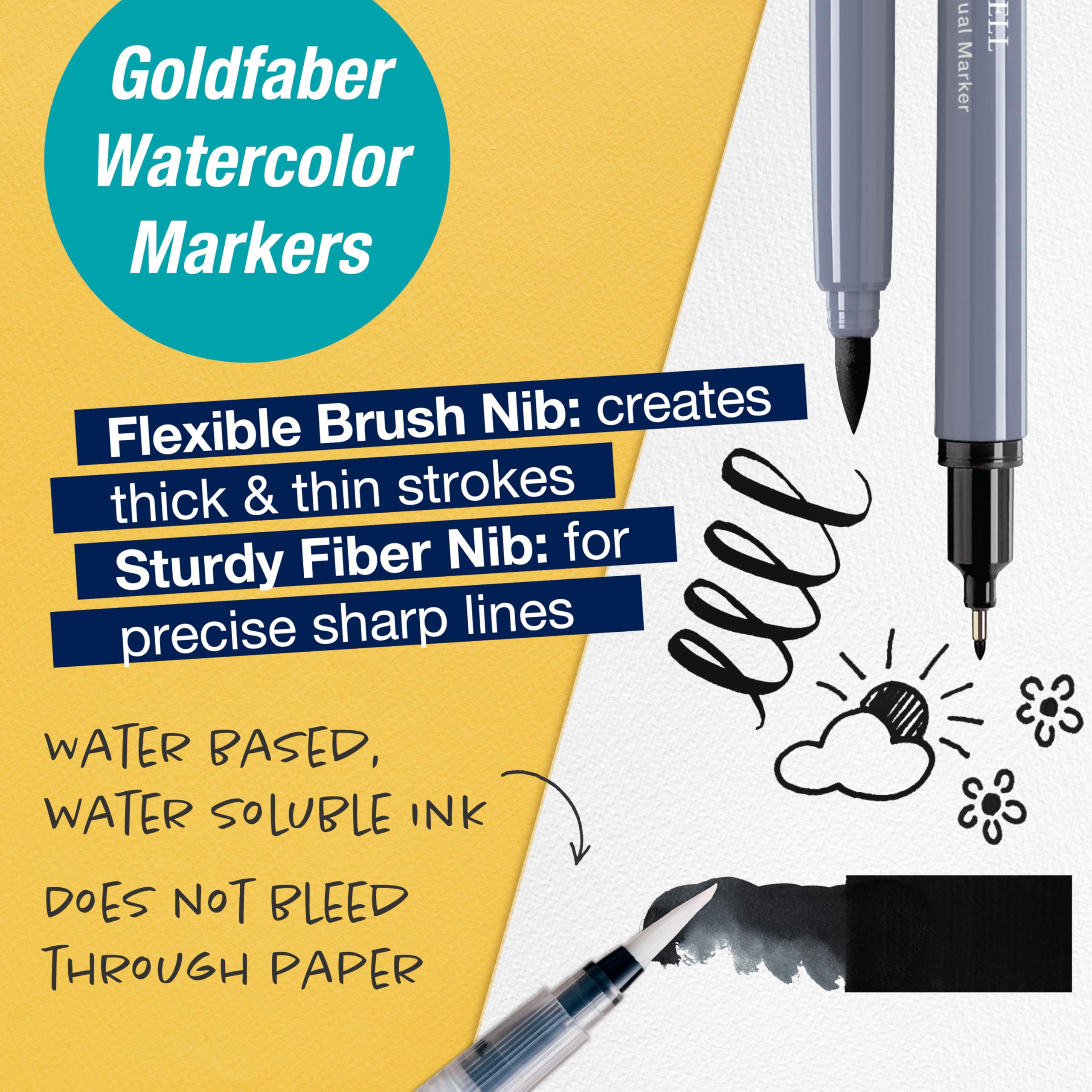 Faber-Castell Try It Box: Wet Mediums, 13 Piece Watercolor Art Set including Watercolor Pencils & Paint, Water Brush Pen and Paint Water Cup - Image 6