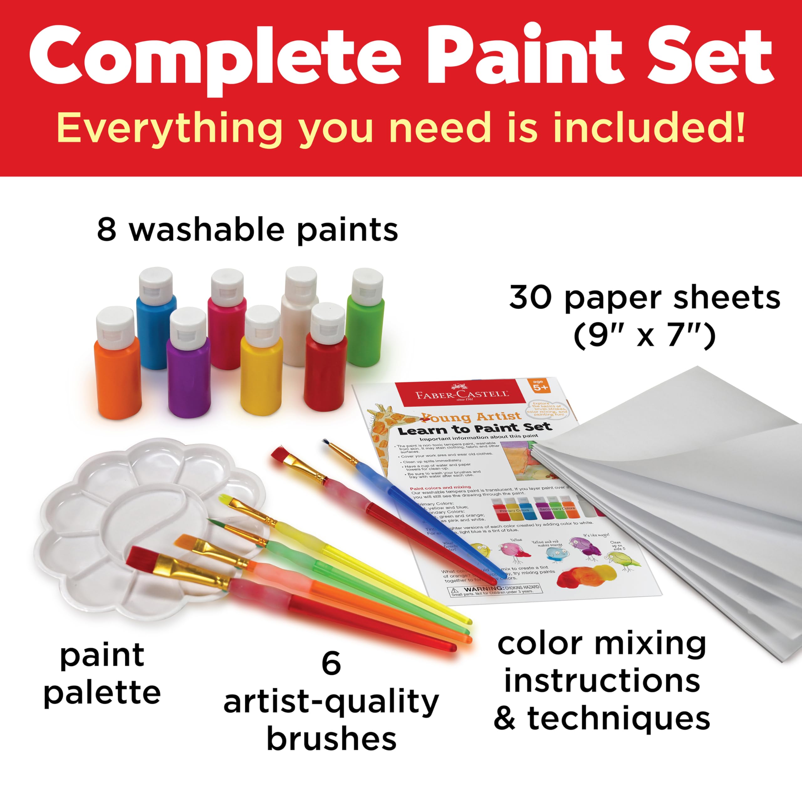 Faber-Castell Young Artist Learn to Paint Set - Washable Paint Set for Kids - Image 3